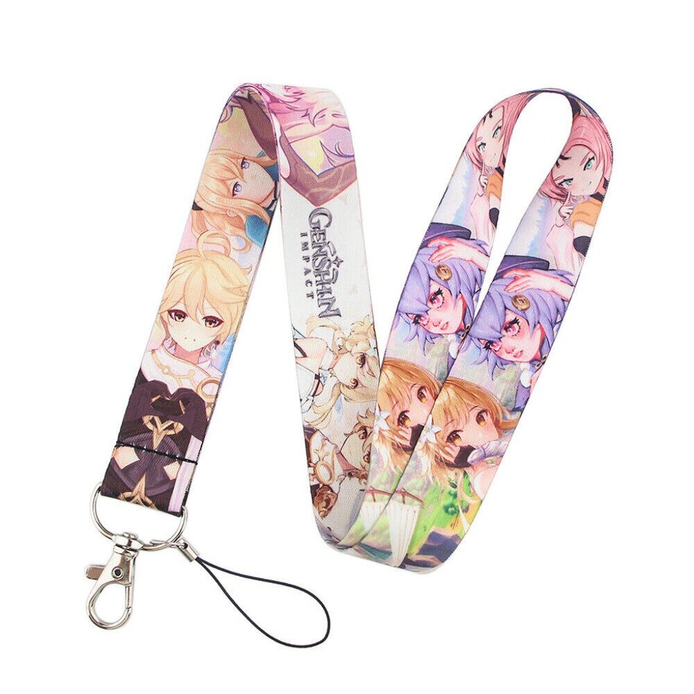Popular Video Game Genshin Impact Traveler Cream Lanyard and Metal Clip
